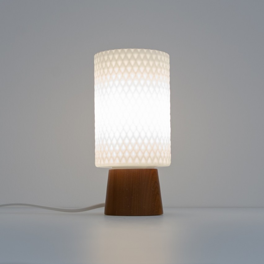 Lampe de chevet en opaline et bois éditée par Philips dans les années 1960