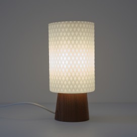 Lampe de chevet en opaline et bois éditée par Philips dans les années 1960