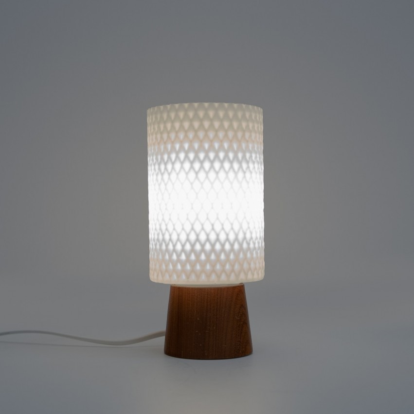 Lampe de chevet en opaline et bois éditée par Philips dans les années 1960