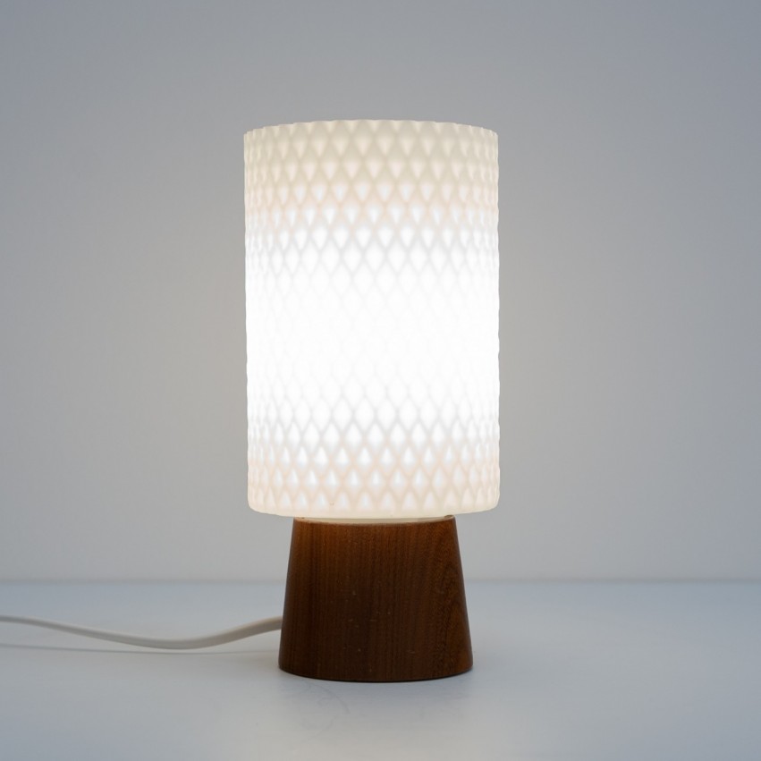 Lampe de chevet en opaline et bois éditée par Philips dans les années 1960