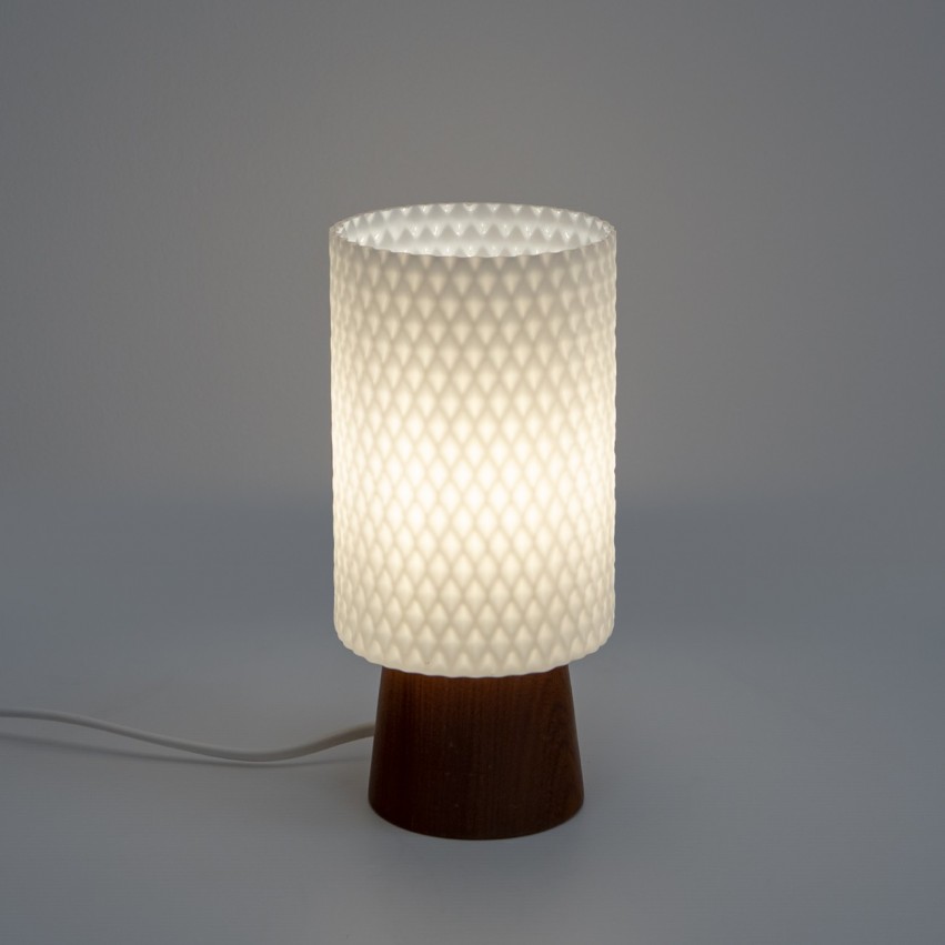Lampe de chevet en opaline et bois éditée par Philips dans les années 1960