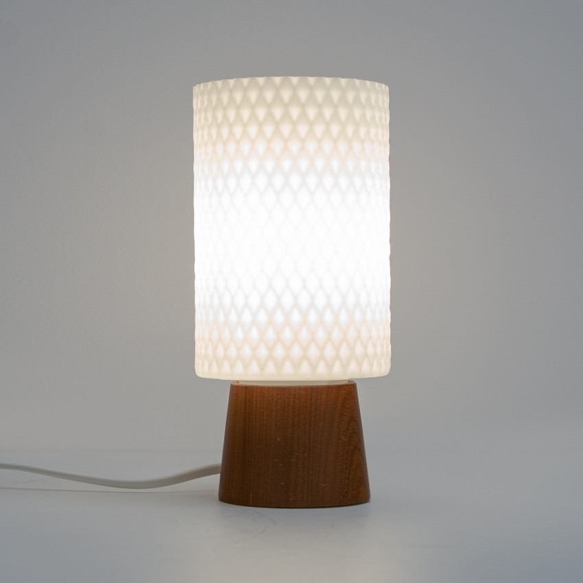 Lampe de chevet en opaline et bois éditée par Philips dans les années 1960