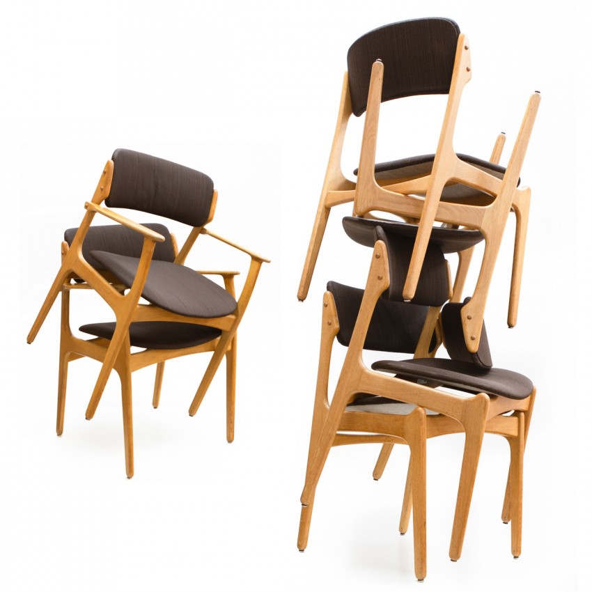 Chaises et fauteuils de salle à manger d'Erik Buck pour Domus Danica