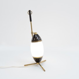 Lampe italienne tripode en laiton et verre des années 1950