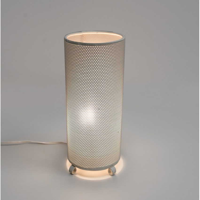 Lampe d'appoint cylindrique en tôle perforée des années 1950