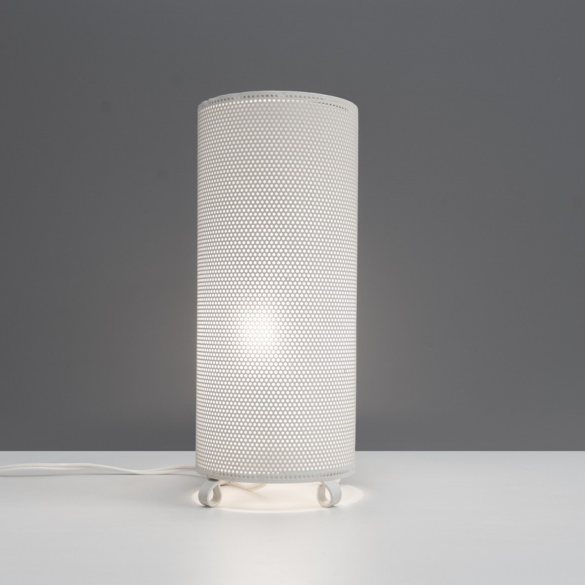 Lampe cylindrique en tôle perforée des années 1950