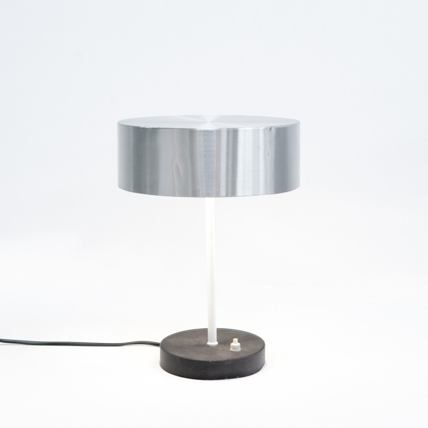 Lampe de bureau des années 1960 avec abat-jour cylindrique en aluminium