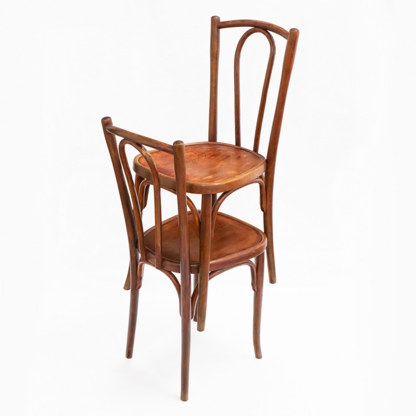 Paire de chaises bistrot en bois courbé - Belle époque