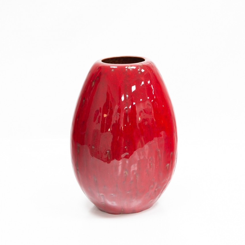 Vase en céramique allemande rouge des années 1960