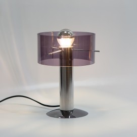 Lampe de bureau pour ampoule à calotte argentée en Plexiglas mauve des années 1970 - P. Rogier pour Oxar