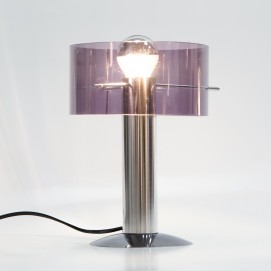 Lampe de bureau cylindrique en métal et Plexiglas des années 1970 - Oxar