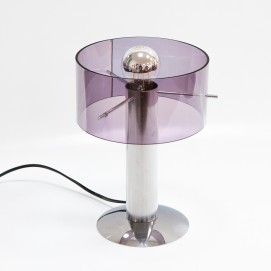 Lampe de bureau cylindrique en métal et Plexiglas des années 1970 - Rogier pour Oxar