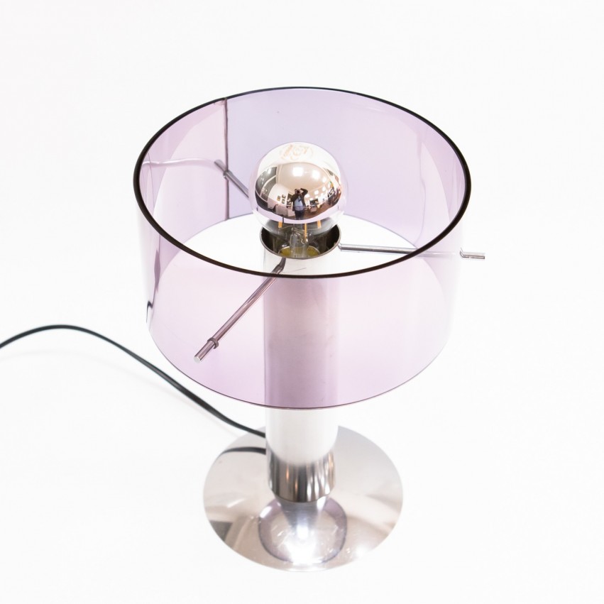 Lampe cylindrique en métal et Plexiglas - Philippe Rogier pour Oxar, 1972