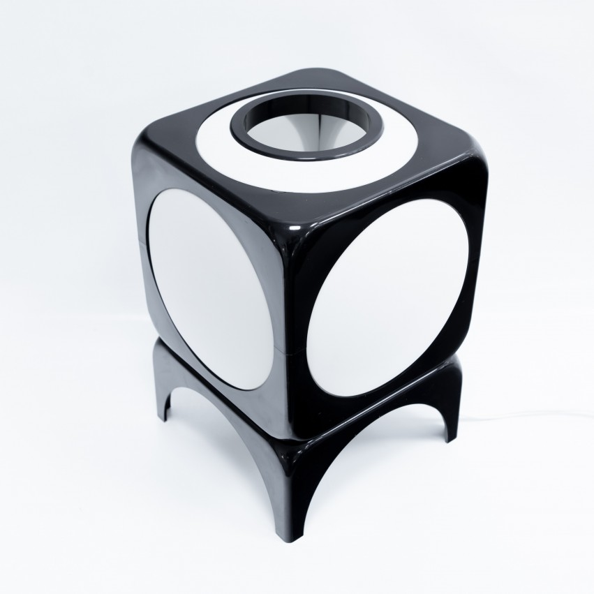 Cube lumineux en résine marron des années 1970 - Hoyrup