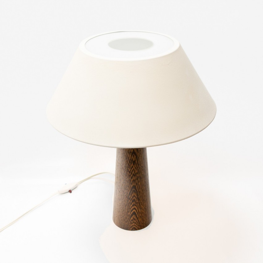 Lampe de bureau diabolo Philips en bois, verre et tôle