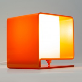 Lampe cubique en Plexiglas orange et blanc des années 1960
