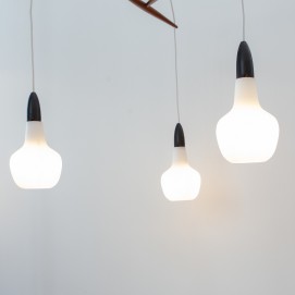 Lustre Rispal en verre et bois