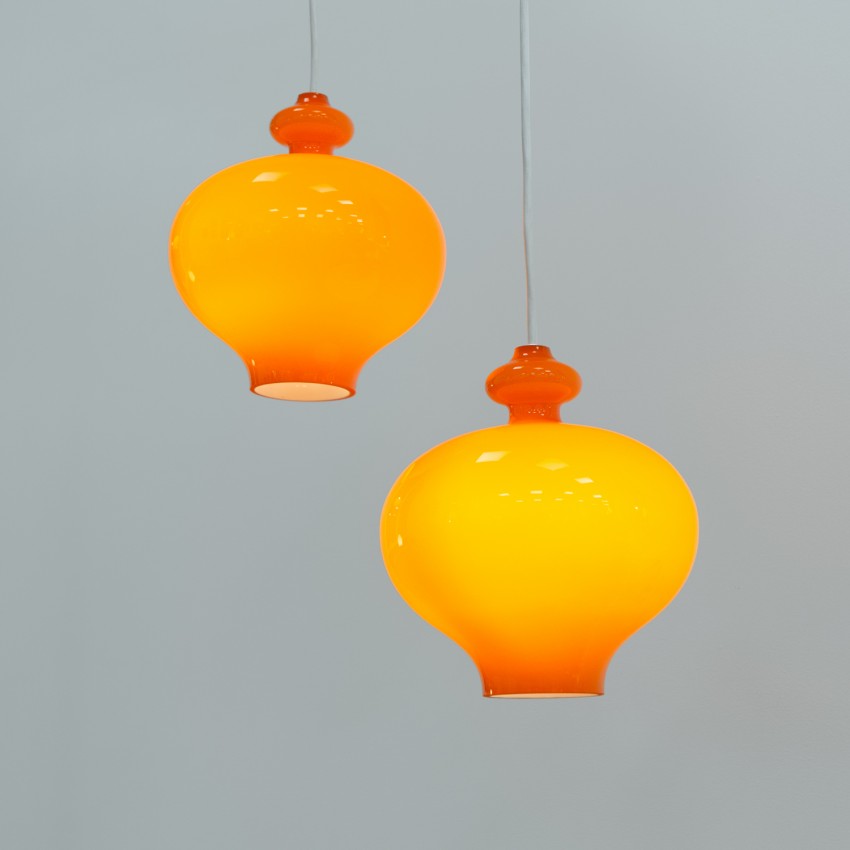 Suspension en verre orange Oplight 5171 de Jakobsson pour Markaryd