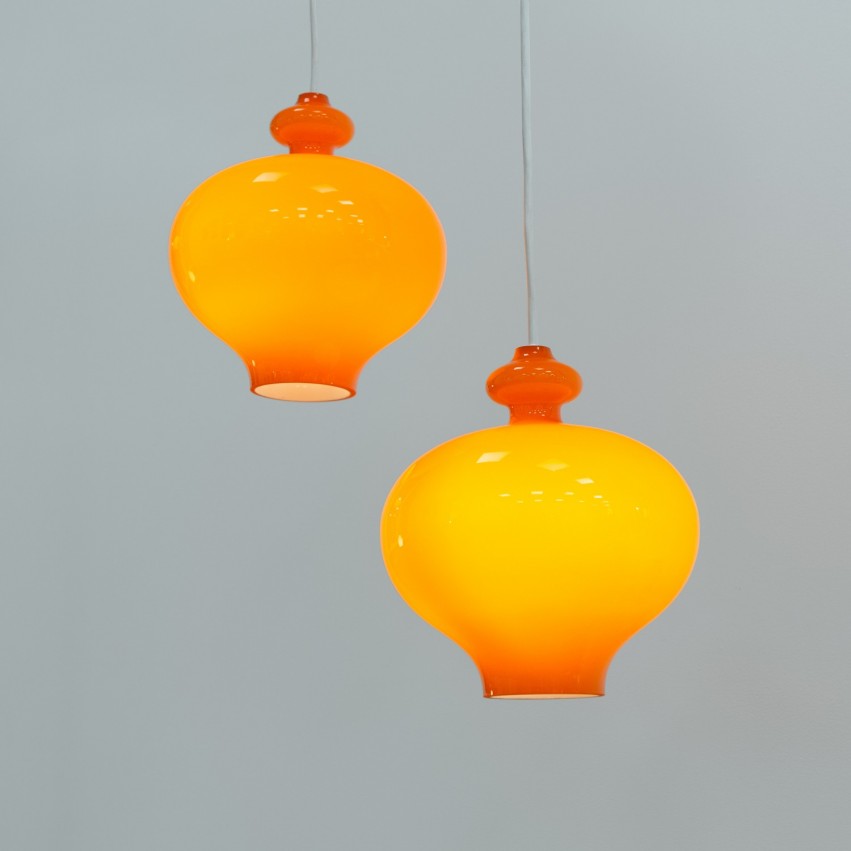 Suspension en verre orange Oplight 5171 de Jakobsson pour Markaryd