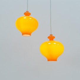 Suspension en verre orange Oplight 5171 de Jakobsson pour Markaryd