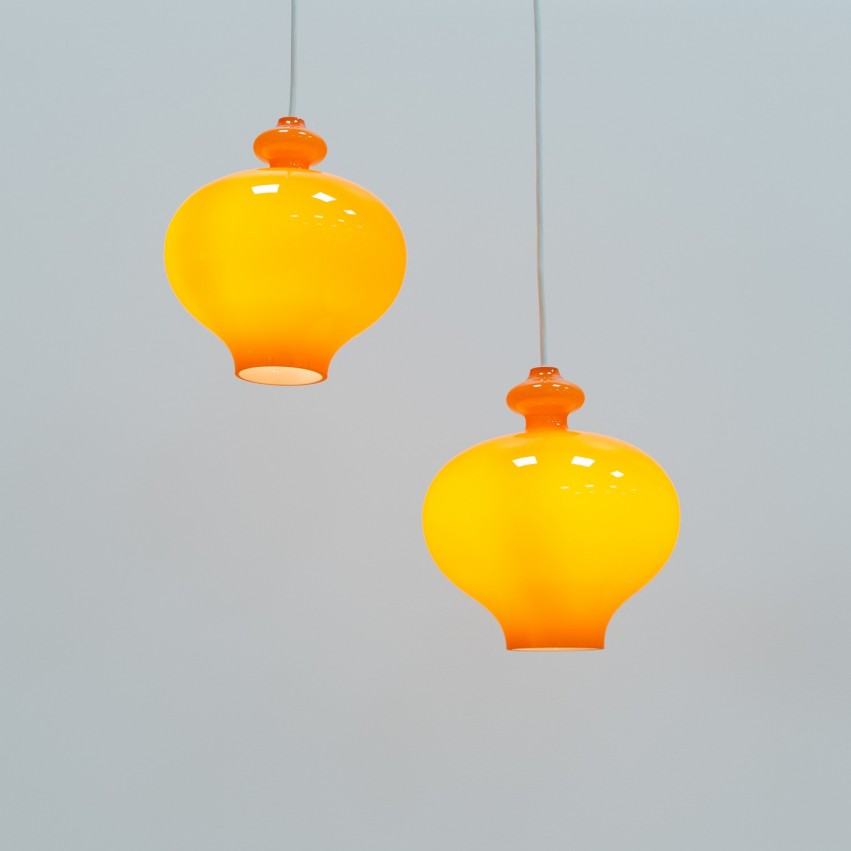 Suspension en verre orange Oplight 5171 de Jakobsson pour Markaryd