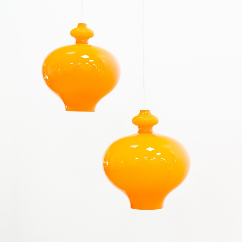 Suspension en verre orange Oplight 5171 de Jakobsson pour Markaryd