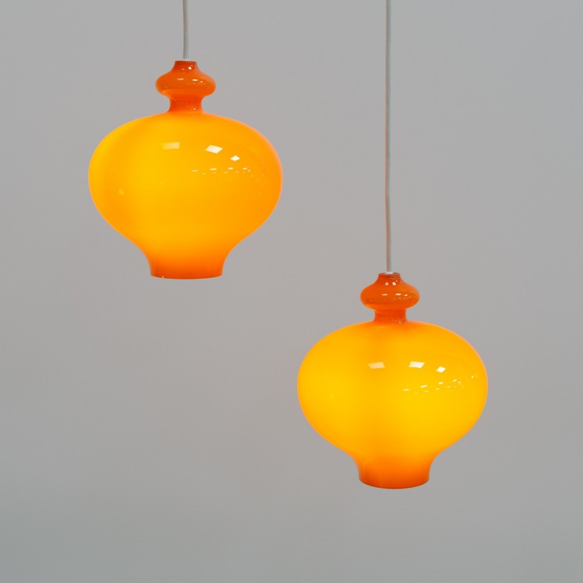 Suspension en verre orange Oplight 5171 de Jakobsson pour Markaryd