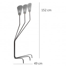 Dimensions - Lampadaire asymétrique à trois tubes des années 50