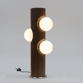 Lampadaire en bois et opaline Temde-Leuchten