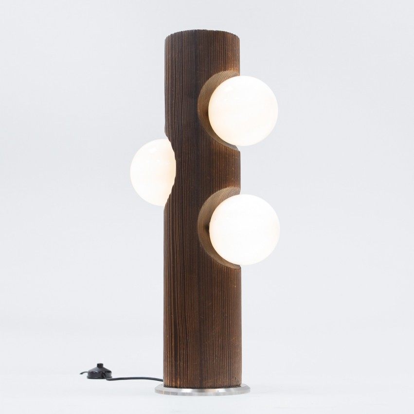 Lampadaire en bois et verre Temde-Leuchten