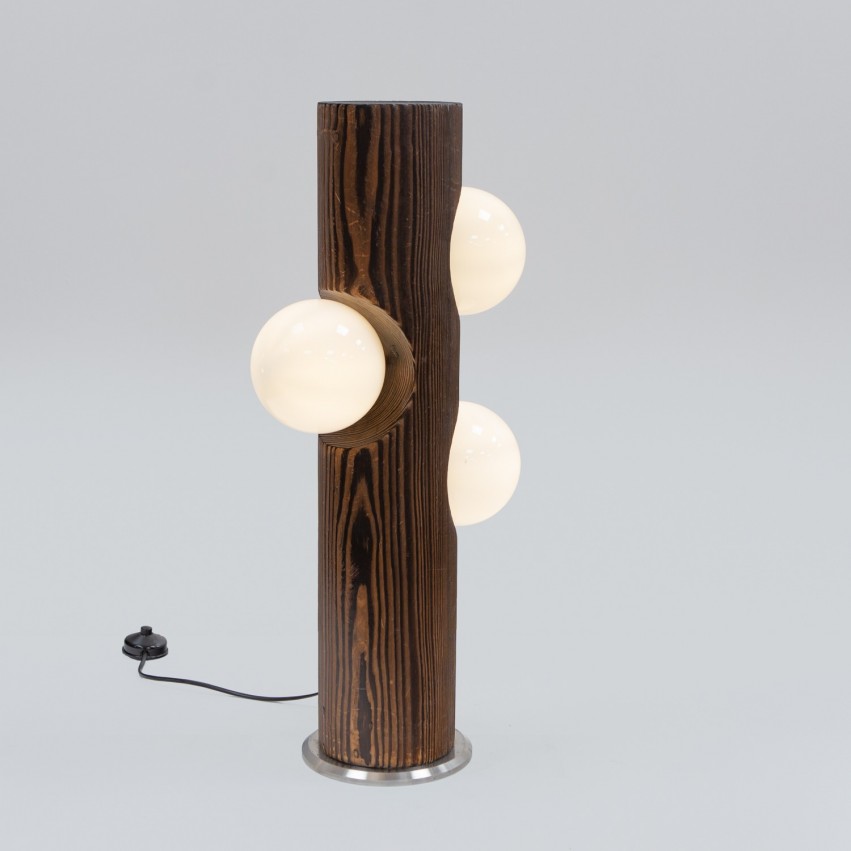 Lampadaire en bois et verre Temde-Leuchten