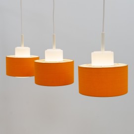 Suspensions cylindres verre et tissu orange