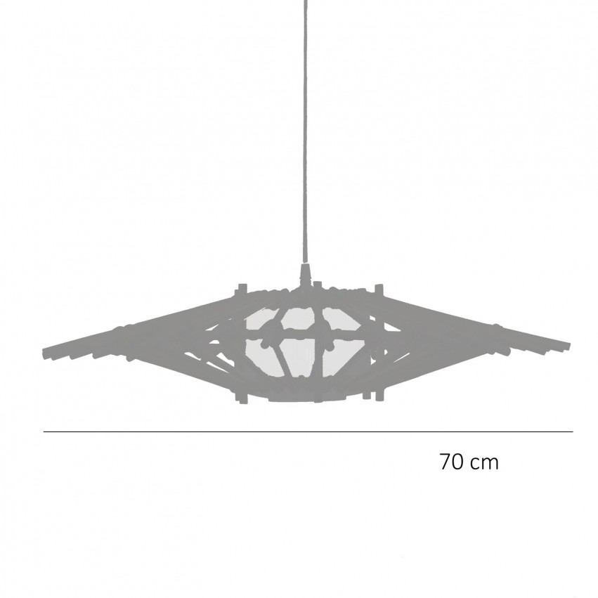 Grande suspension en verre et rotin des années 1950