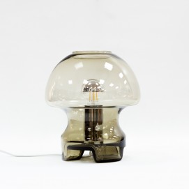 Lampe champignon en verre fumé des années 1970