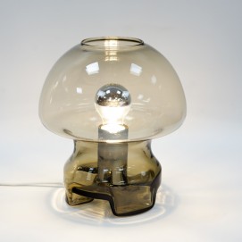 Lampe champignon en verre fumé des années 1970