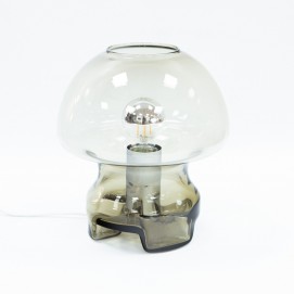 Lampe champignon en verre fumé des années 1970