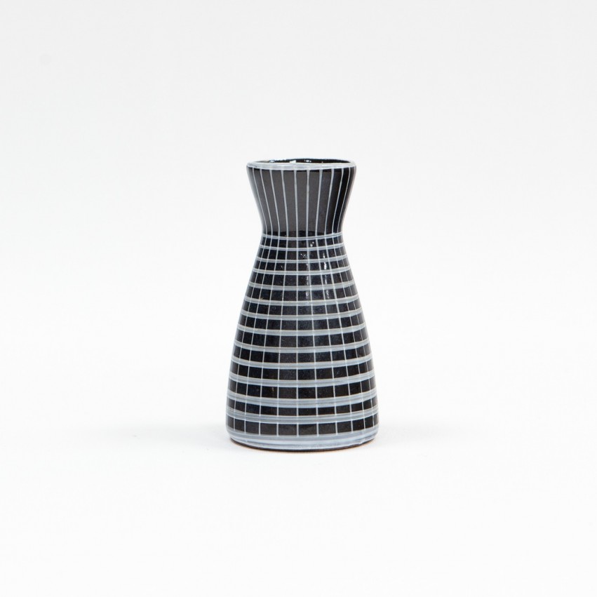 Petit vase diabolo bleu des années 1960