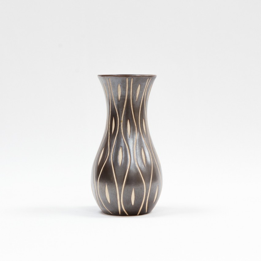 Vase noir et blanc en céramique de Piesche & Reif