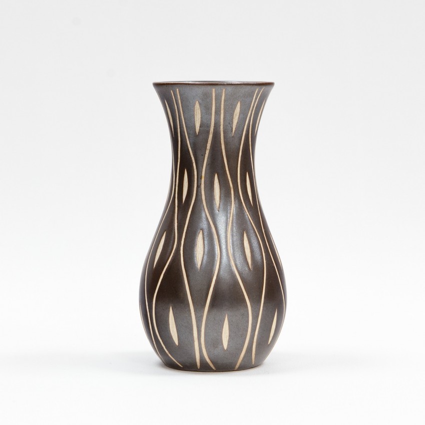 Vase noir et blanc en céramique de Piesche & Reif