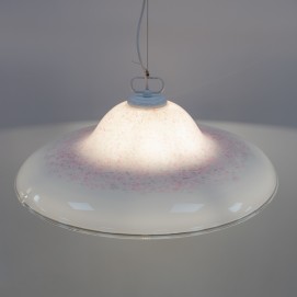 Suspension gamelle en verre moucheté des années 1970