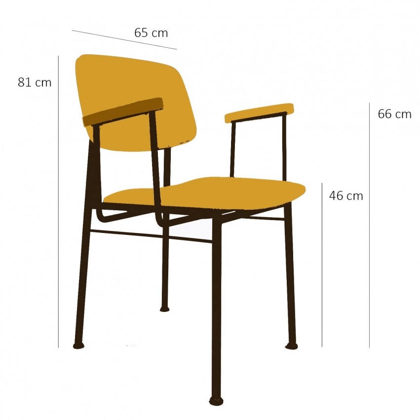 Fauteuil de bureau en Skaï jaune et tube noir des années 1950