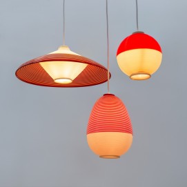 Lustre Rotaflex rouge et blanc - Mortier - Guariche