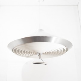 Grande suspension conique en inox - Années 1960, 1970