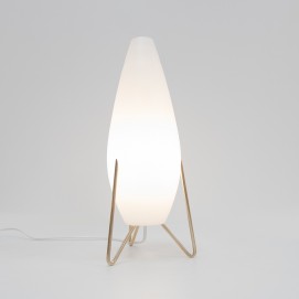 Lampe rocket en verre opale de Pierre Disderot