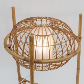 Lampadaire ellipse en rotin des années 1950