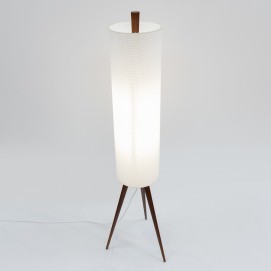 Lampadaire Rocket bois et abat-jour cylindrique