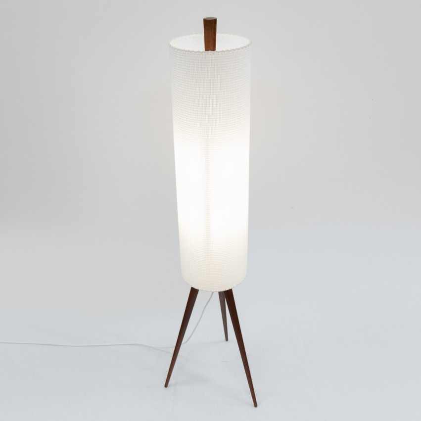 Lampadaire Rocket bois et abat-jour cylindrique