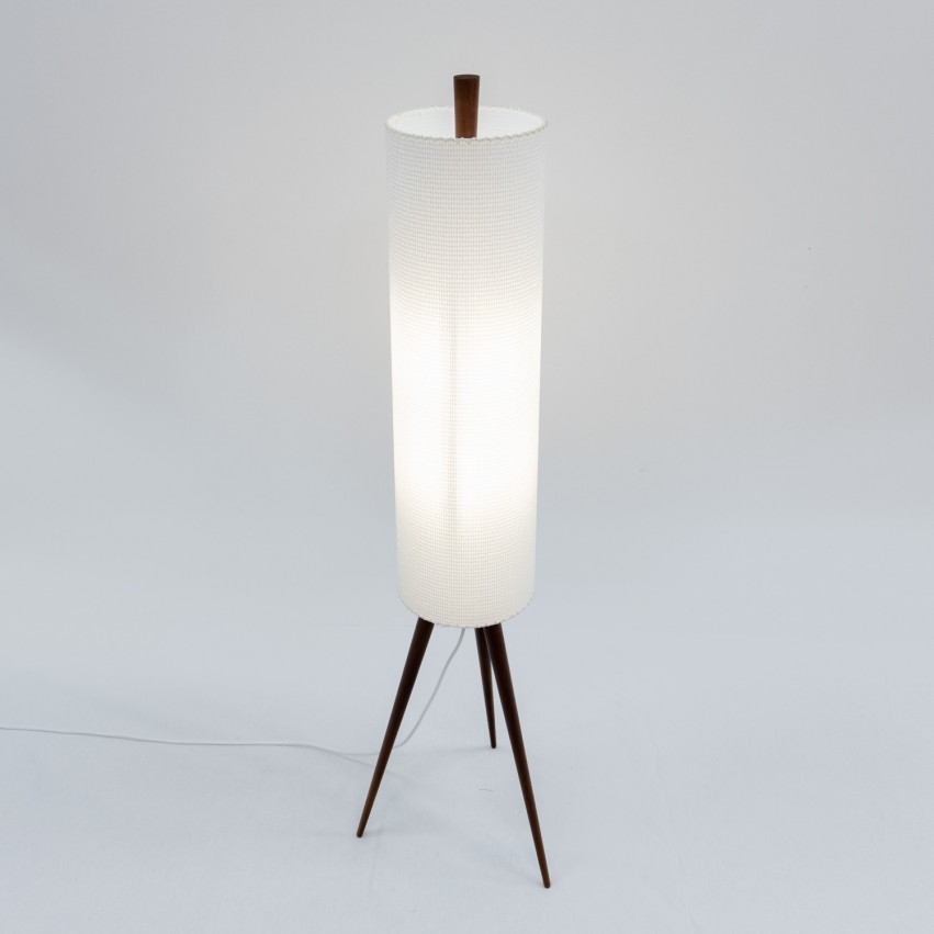 Lampadaire Rocket bois et abat-jour cylindrique