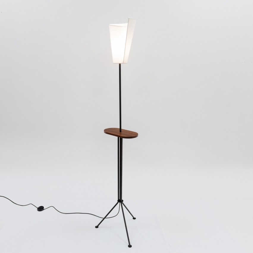 Lampadaire tripode tablette des années 1950