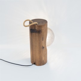 Lampe en bois, verre et corde Temde-Leuchten